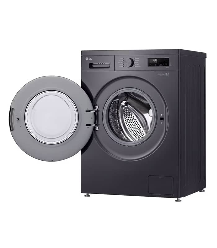  نمای درب باز از بغل لباسشویی الجی F2Y1TYP6J با 8 کیلو ظرفیت شتسشو و 1200 دور سرعت 