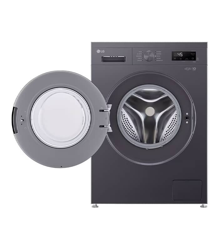  نمای درب باز لباسشویی الجی F2Y1TYP6J با 8 کیلو ظرفیت شتسشو و 1200 دور سرعت 